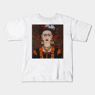 Frida with butterflies Kids T-Shirt